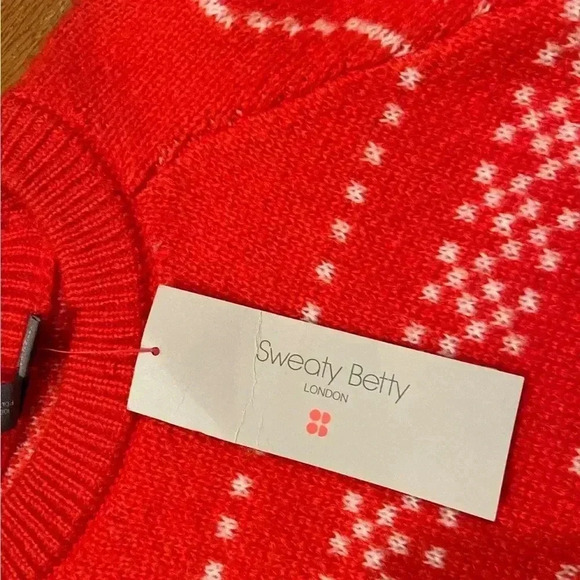 NWT Sweaty Betty Snow Fairisle Wool Mohair Sweater Firebird Orange S/M - Picture 7 of 9